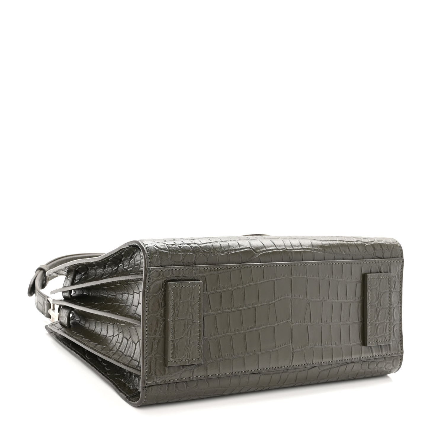Calfskin Crocodile Embossed Baby Supple Sac De Jour Dark Leaf