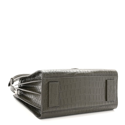 Saint Laurent Calfskin Crocodile Embossed Baby Supple Sac De Jour Dark Leaf 4 of 9