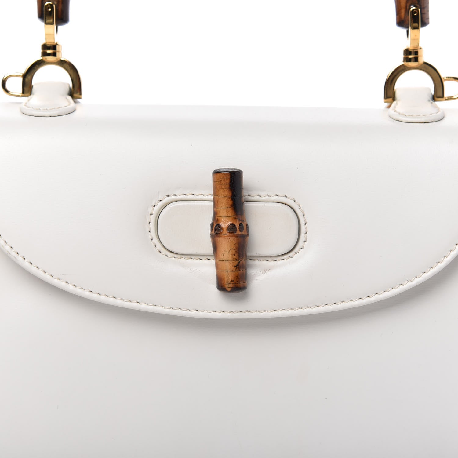 Gucci Calfskin Bamboo Top Handle Bag White 10 of 14