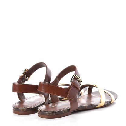 Louis Vuitton Monogram Metallic Flat Sandals 39 Gold 4 of 7