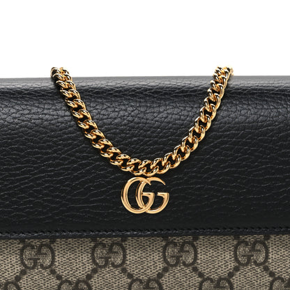 Gucci Dollar Calfskin GG Supreme Monogram Petite GG Marmont Wallet Chain Bag Black Beige Ebony 8 of 10