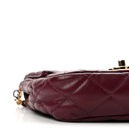 Chanel Shiny Lambskin Quilted Golden Links Top Handle Flap Dark Purple 9 of 13