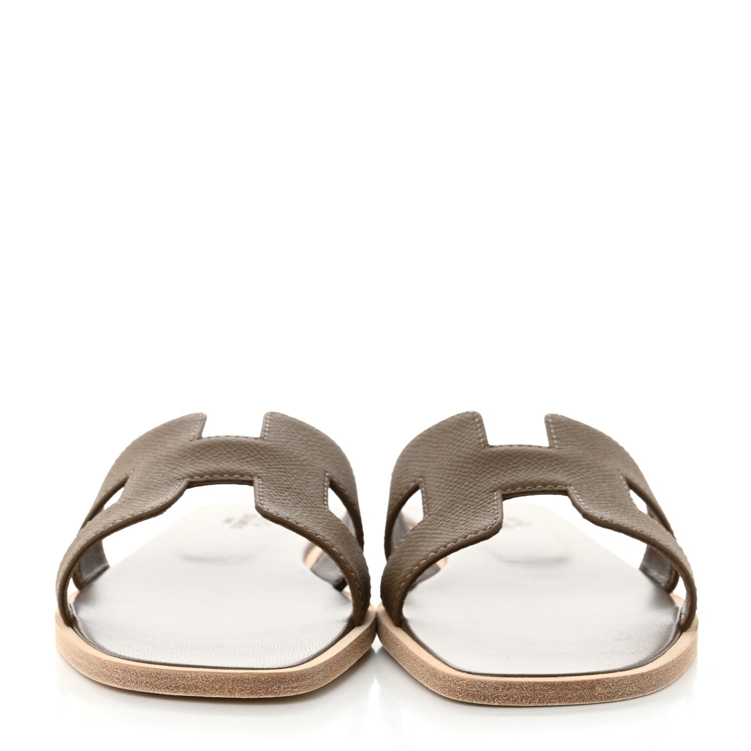 Hermes Epsom Oran Sandals 38.5 Etoupe 2 of 9