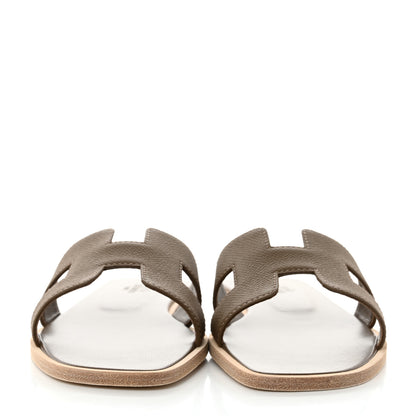 Hermes Epsom Oran Sandals 38.5 Etoupe 2 of 9
