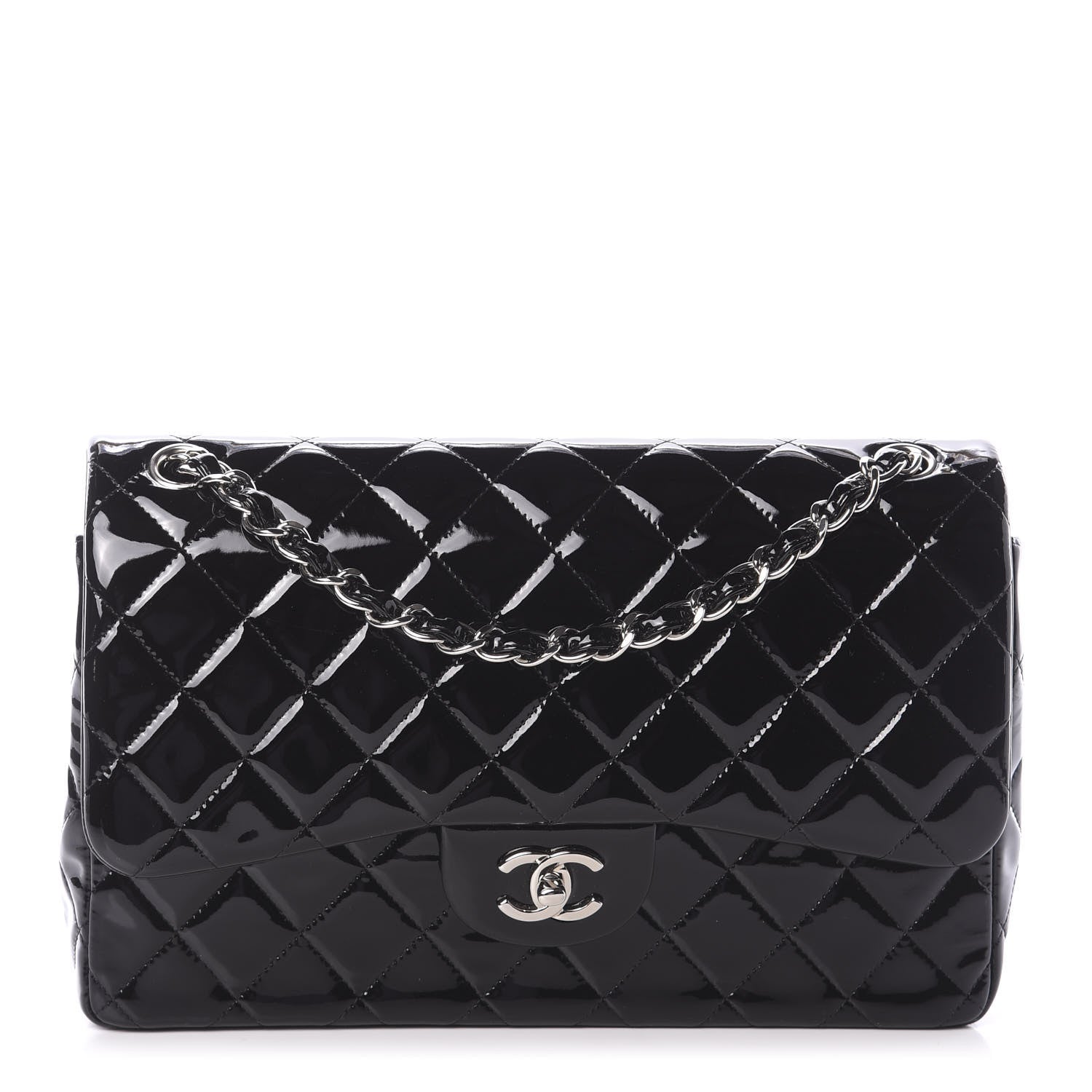 Chanel Patent Quilted Jumbo Double Flap Black 1 of 9