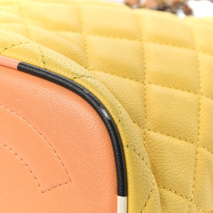 Chanel Lambskin Quilted Cuba Drawstring Tote Yellow Pink Green 17 of 19