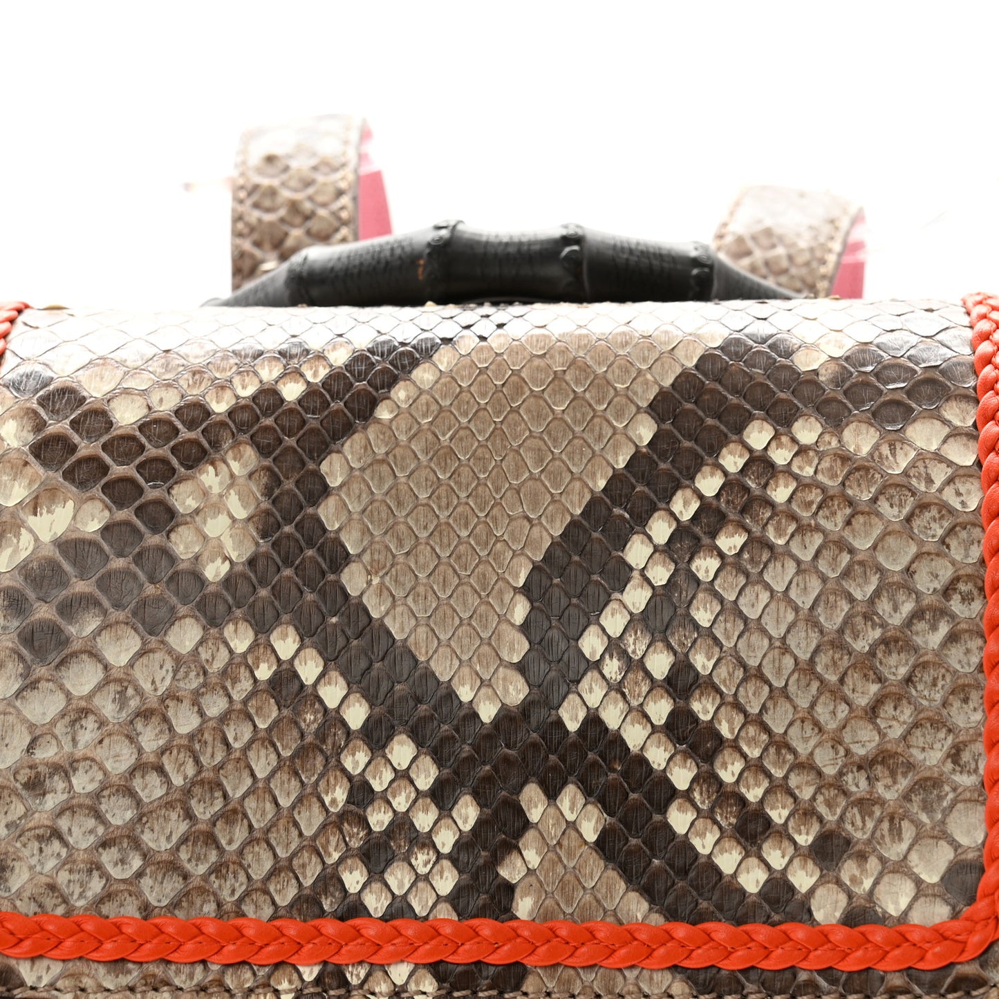 Snakeskin Medium Bamboo Backpack Pink Multicolor