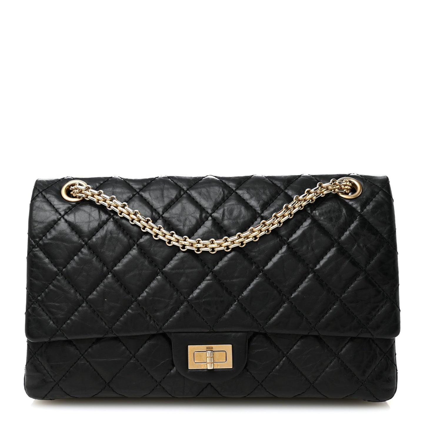 Aged Calfskin Quilted 50th Anniversary 2.55 Reissue 226 Flap Black