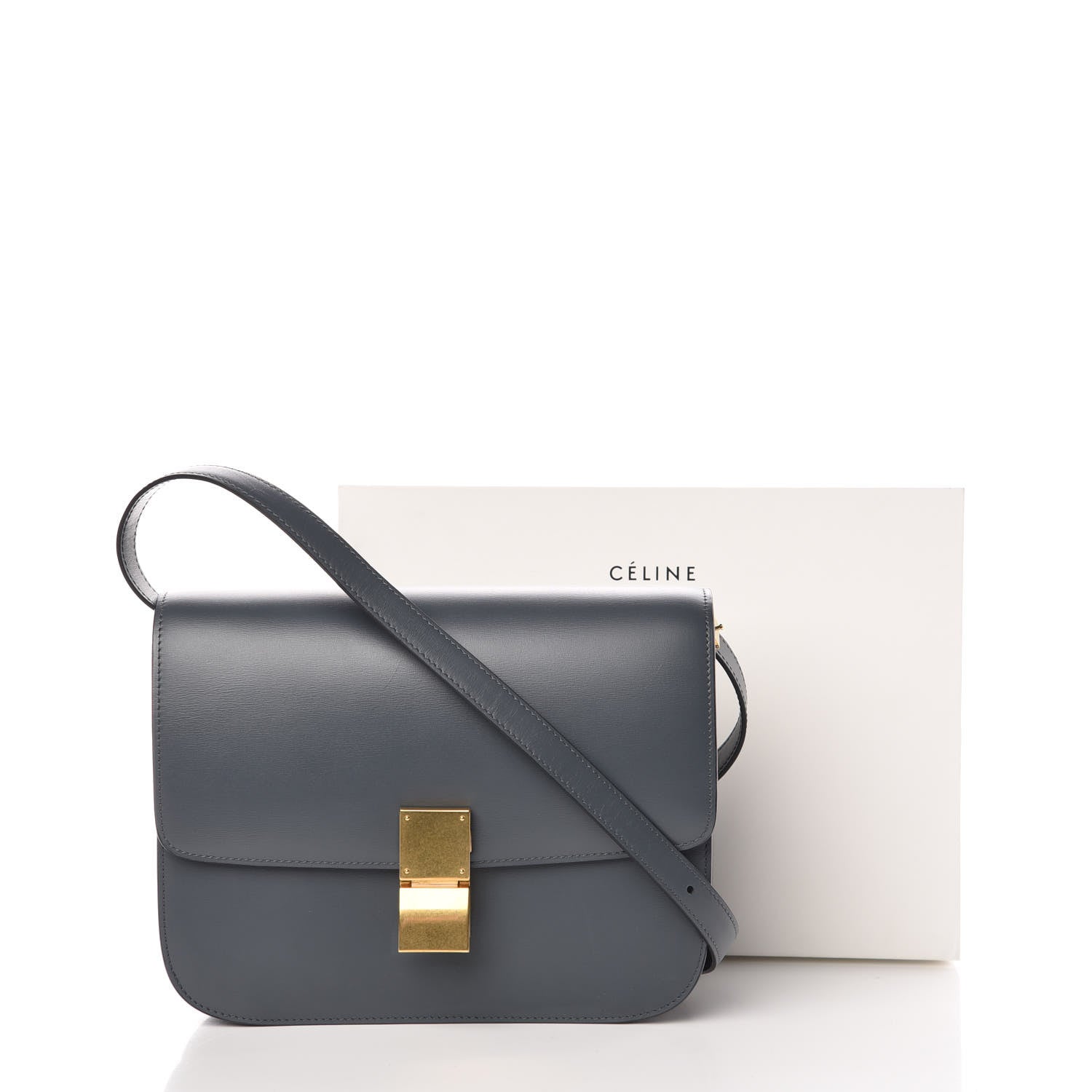 Celine Box Calfskin Medium Classic Box Flap Bag Grey 10 of 10