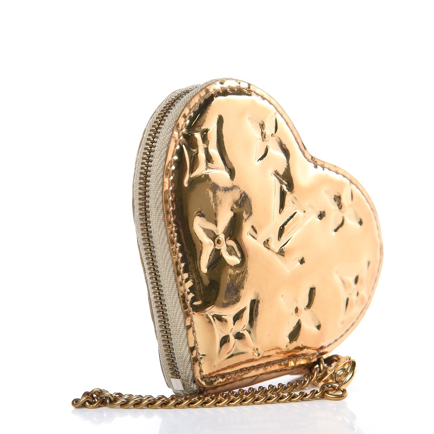 Louis Vuitton Monogram Miroir Heart Coin Purse Gold 3 of 11