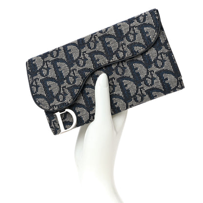 Christian Dior Monogram Saddle Wallet Navy 2 of 13
