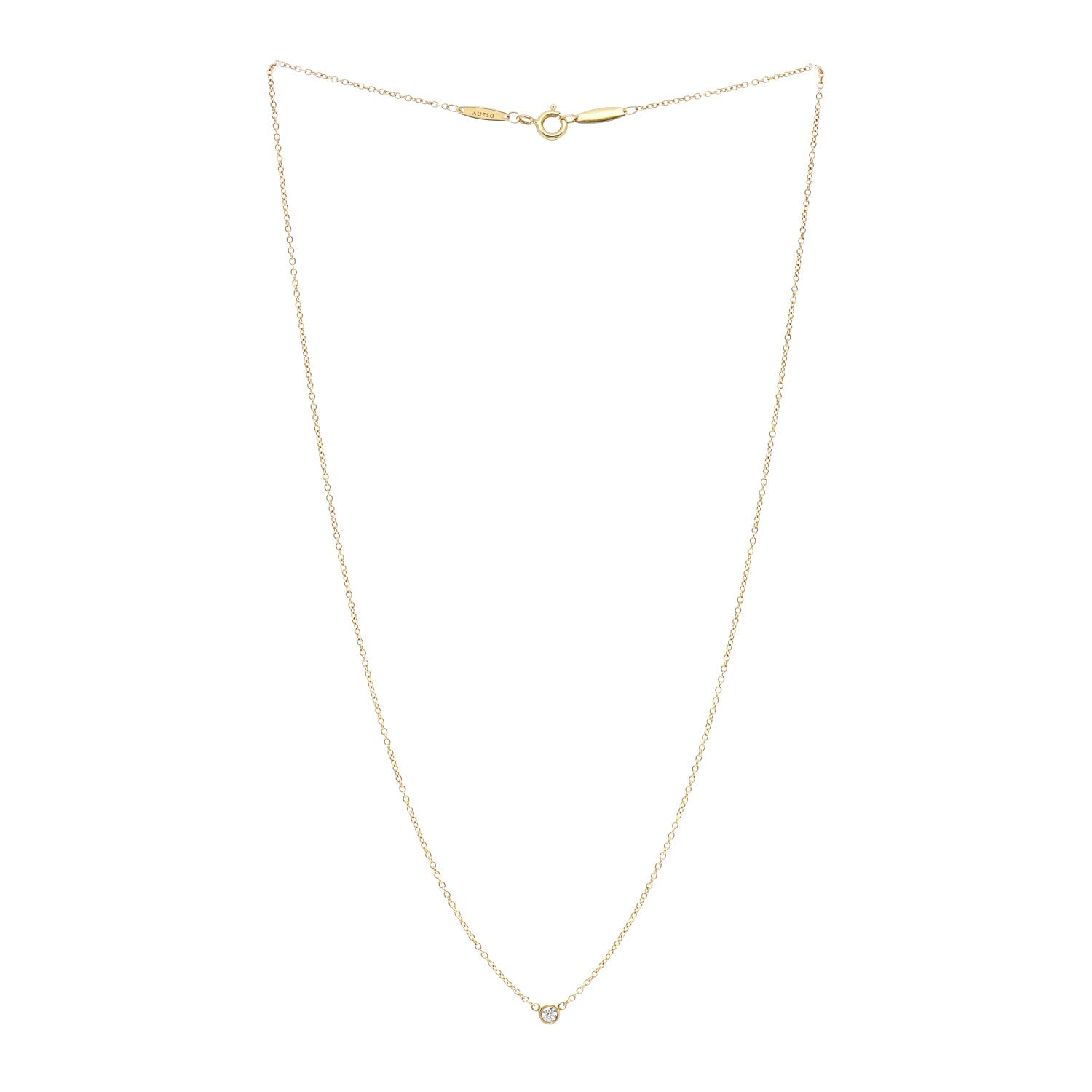 Tiffany 18K Yellow Gold Diamond .05ct Elsa Peretti Diamonds by the Yard Pendant Necklace 3 of 5