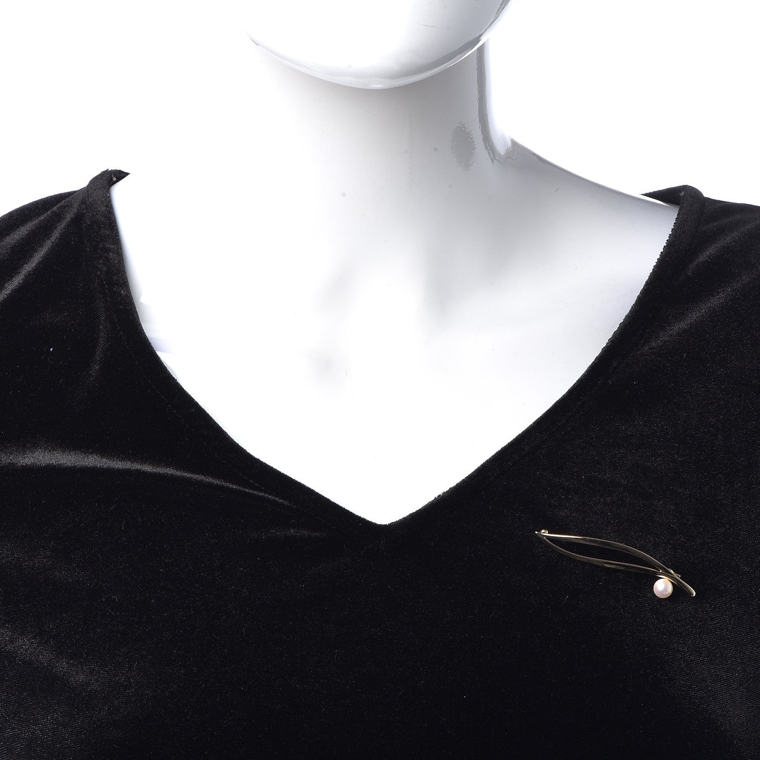 Mikimoto 14K Yellow Gold Akoya Pearl 6mm Leaf Brooch 2 of 4
