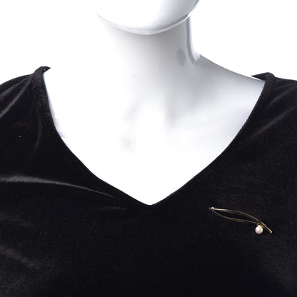 Mikimoto 14K Yellow Gold Akoya Pearl 6mm Leaf Brooch 2 of 4