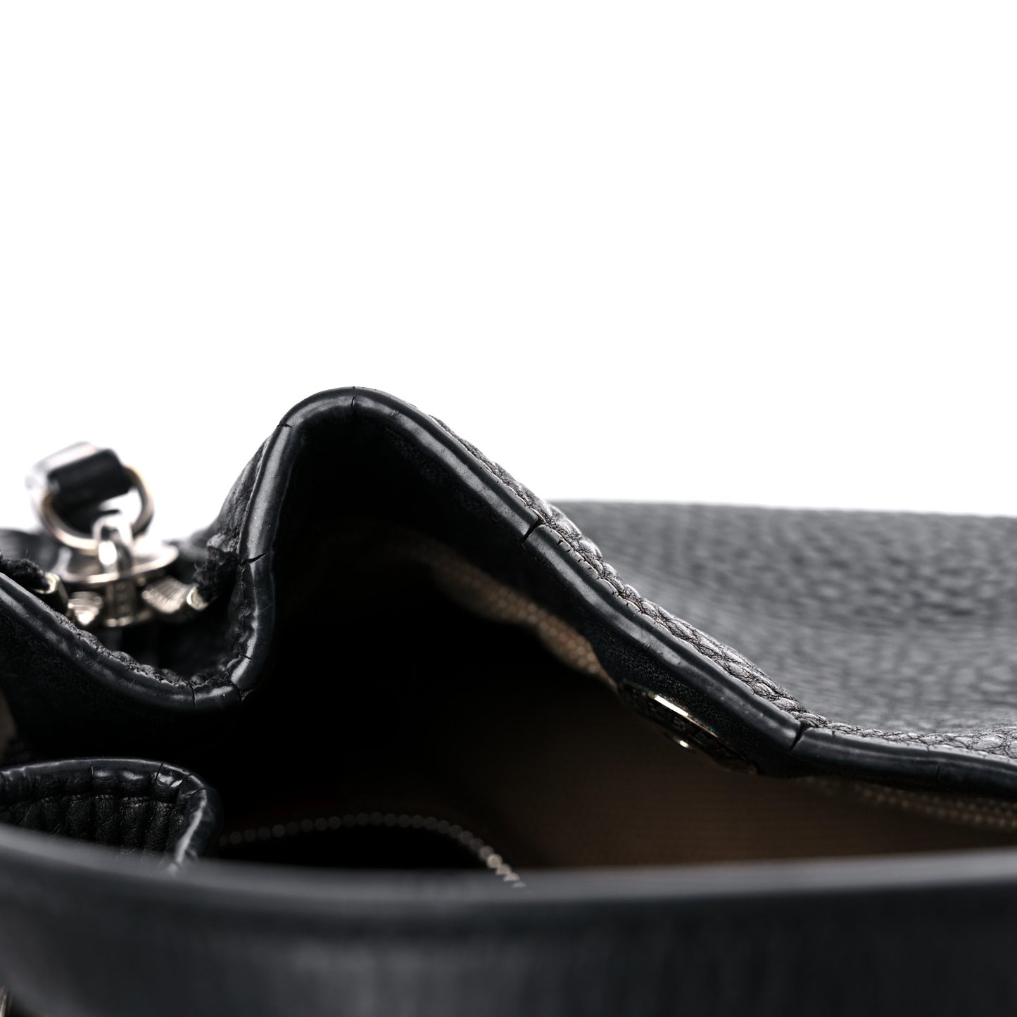 Grainy Calfskin House Check Small Maidstone Black