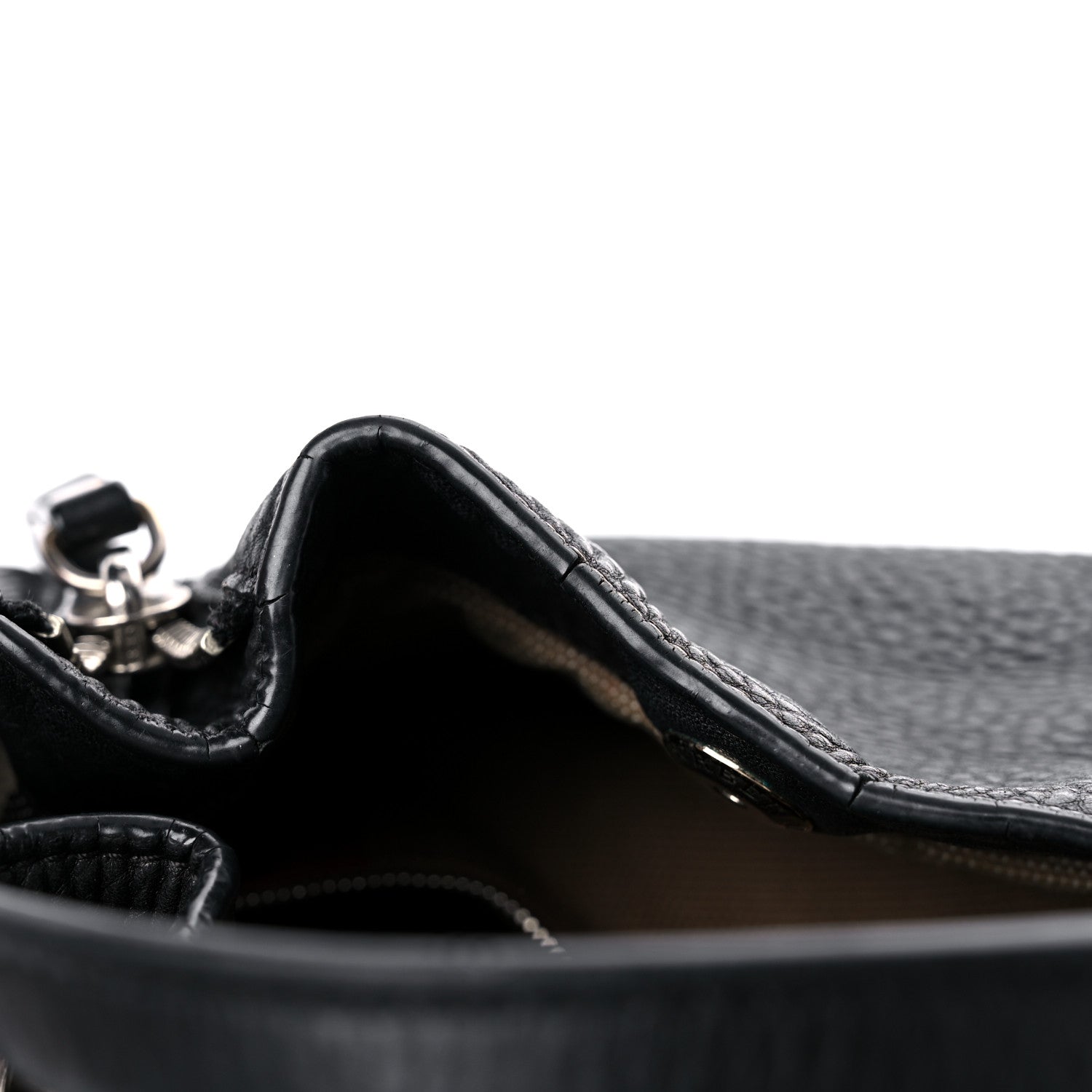 Burberry Grainy Calfskin House Check Small Maidstone Black 17 of 23