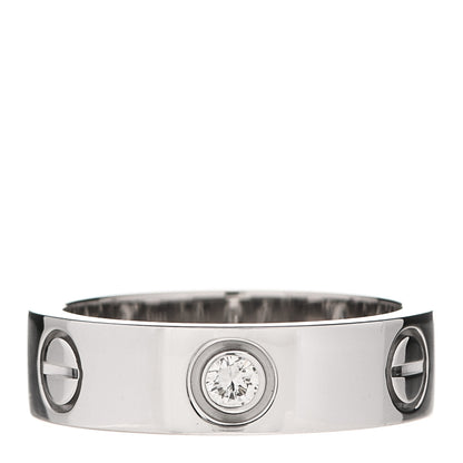 Cartier 18K White Gold 3 Diamond 5.5mm LOVE Ring 53 6.5 1 of 5