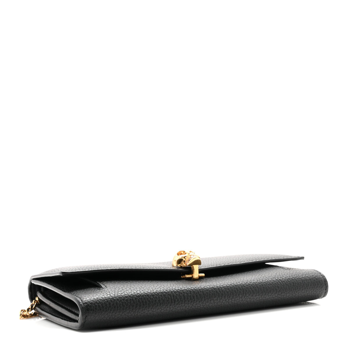 Alexander McQueen Pebbled Calfskin Skull Wallet on Chain Black 4 of 10