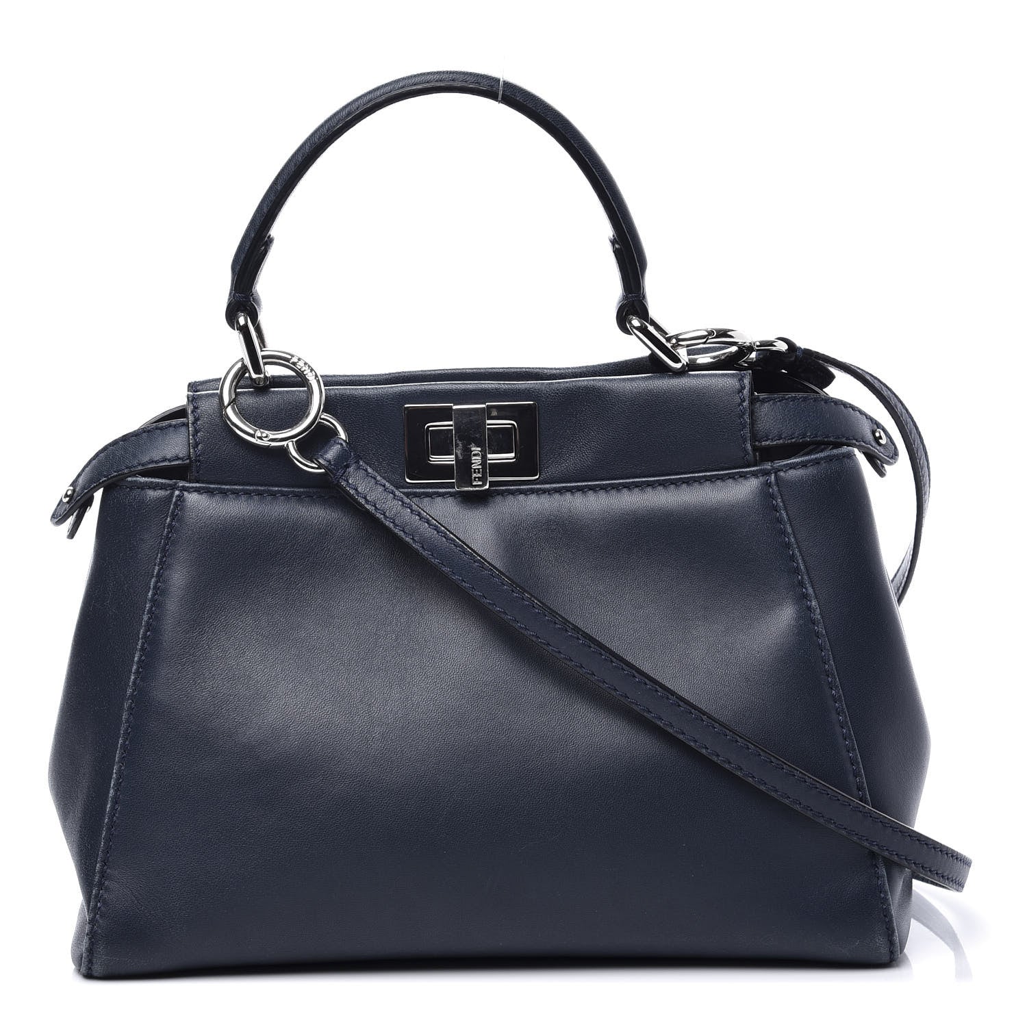 Fendi Nappa Mini Peekaboo Iconic Satchel Dark Blue 1 of 9