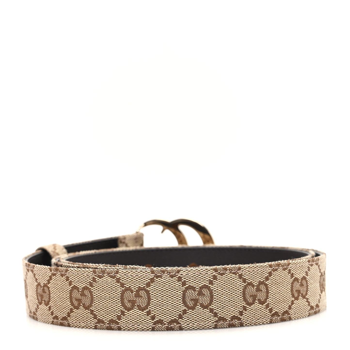 Original GG Canvas Marmont Thin Belt 105 42 Beige Ebony