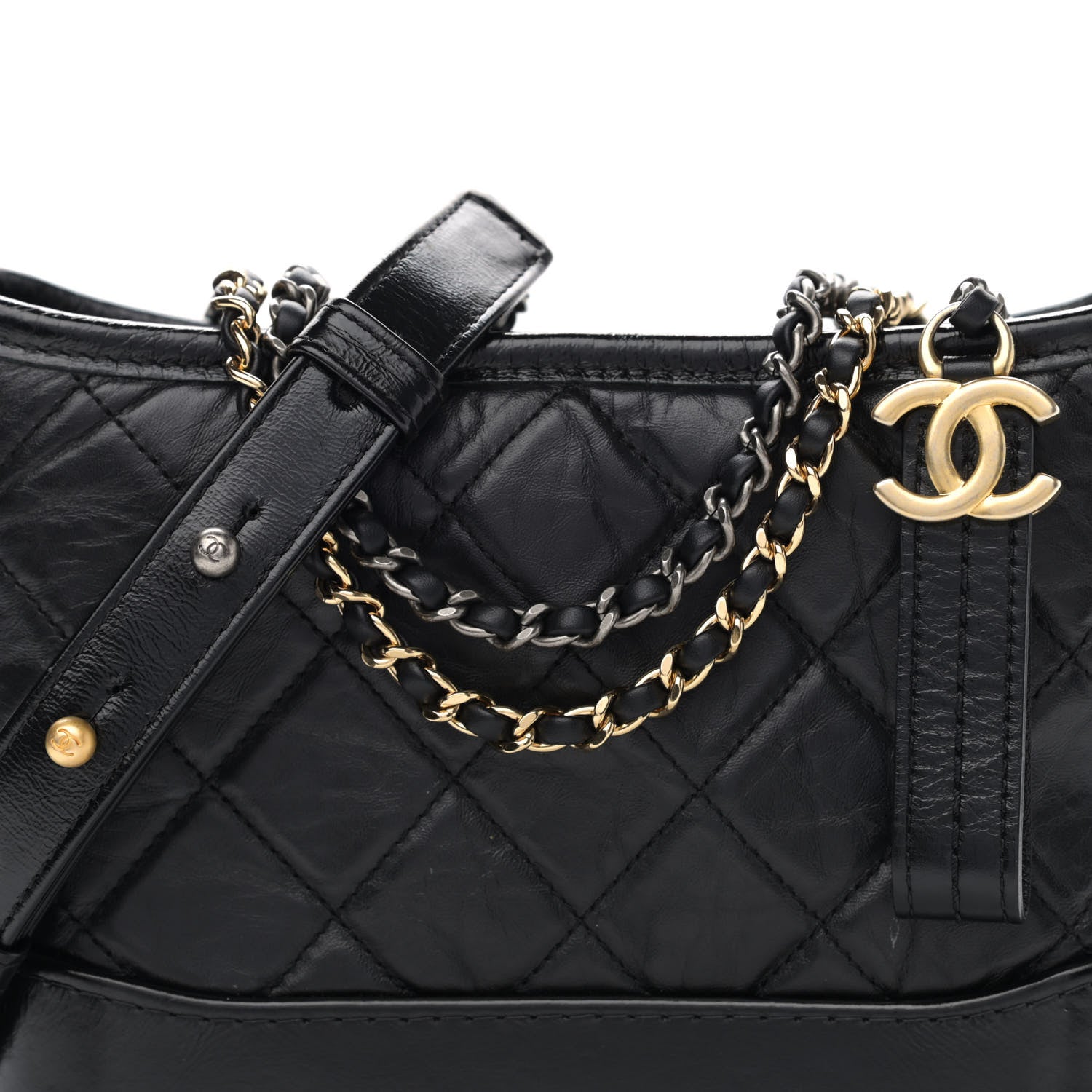 Chanel Aged Calfskin Quilted Small Gabrielle Hobo Black 8 of 11