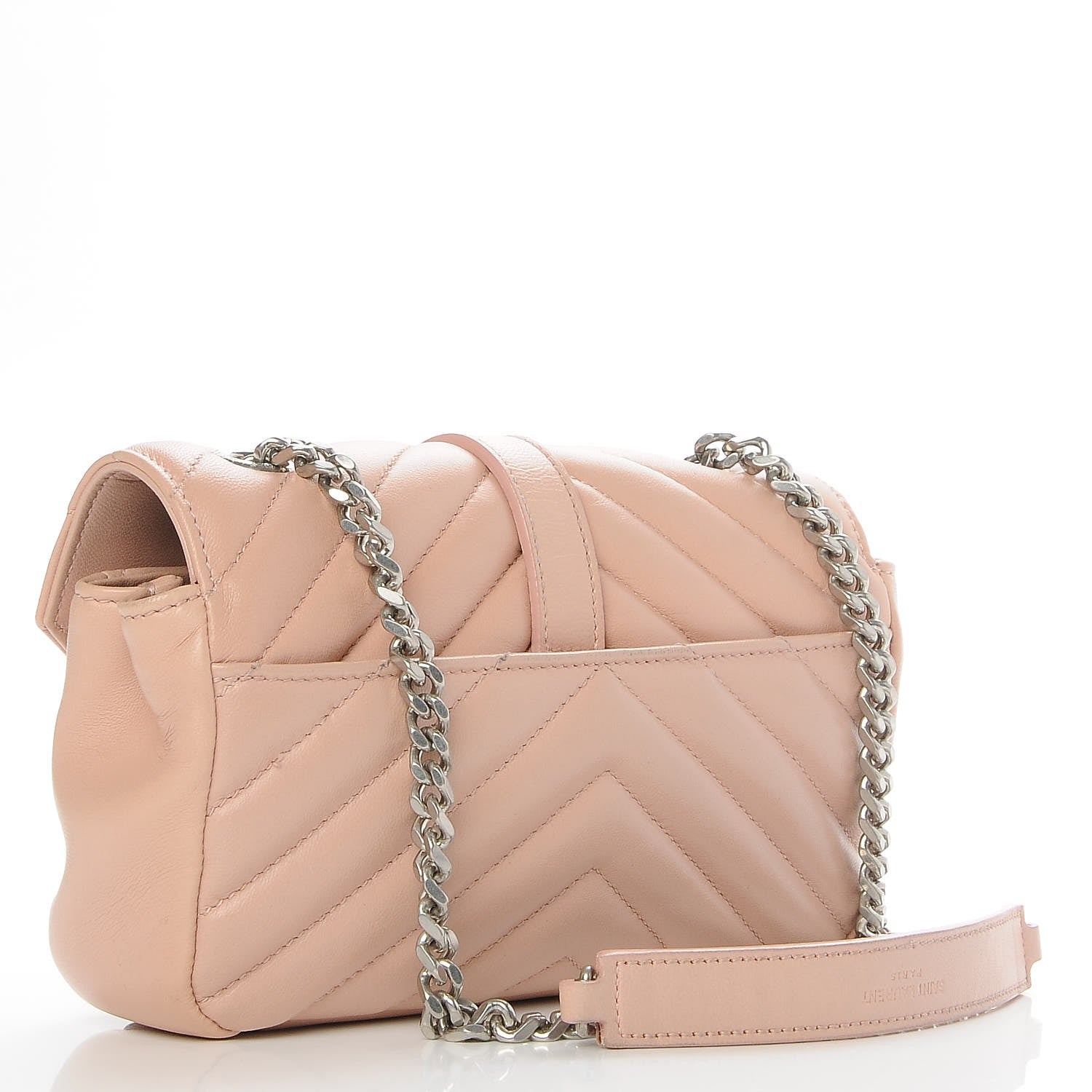 Saint Laurent Sheepskin Matelasse Chevron Monogram Classic Baby Chain Bag Pale Pink 3 of 8