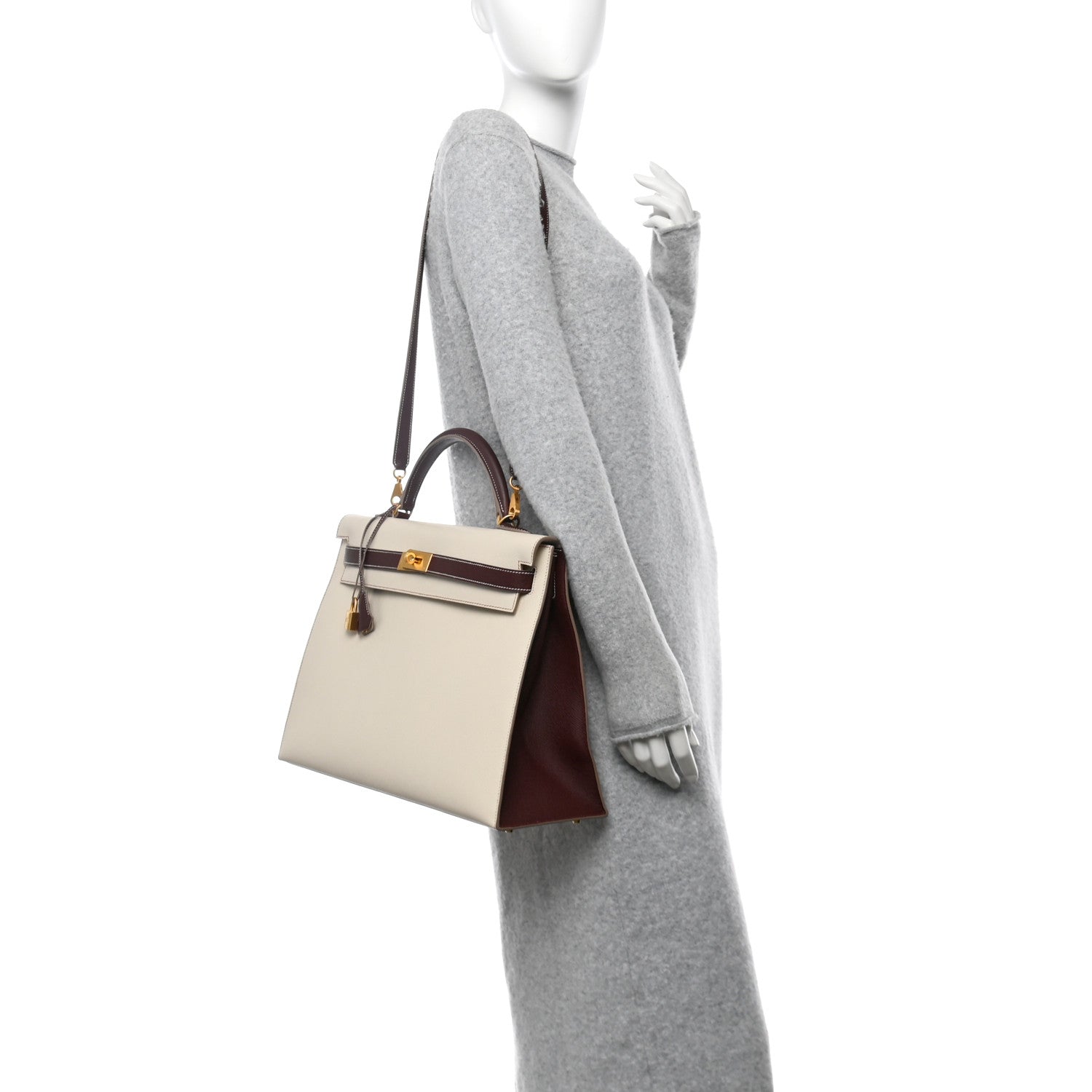 Hermes Epsom Bi-Color Horseshoe Kelly Sellier 40 Craie Rouge Sellier 2 of 10