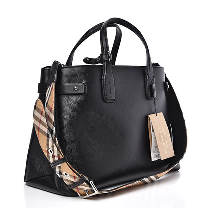 Burberry Derby Calfskin House Check Medium Banner Tote Black 2 of 10