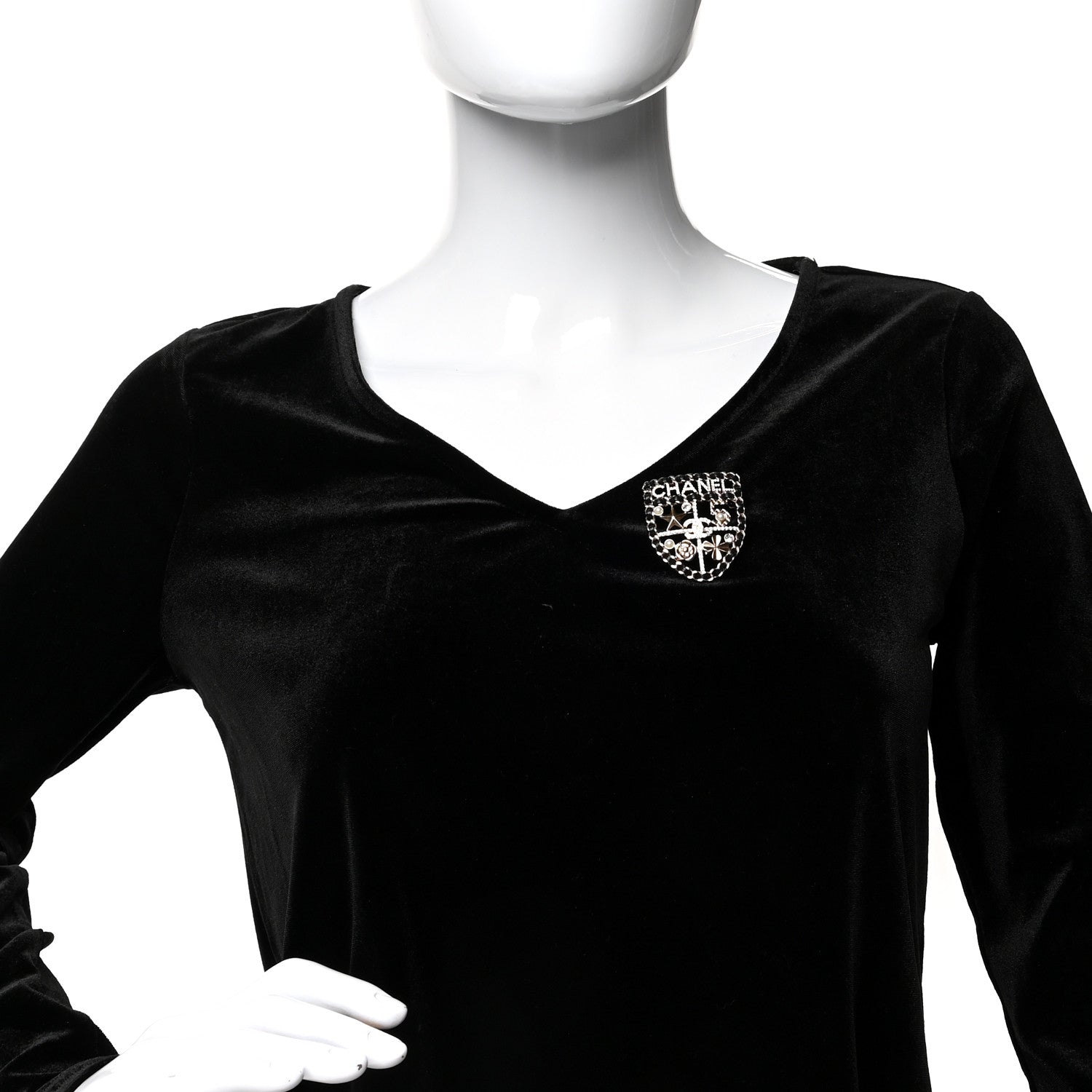 Chanel Lambskin Pearl Strass Sergeant Chanel Shield Brooch Gold 2 of 4
