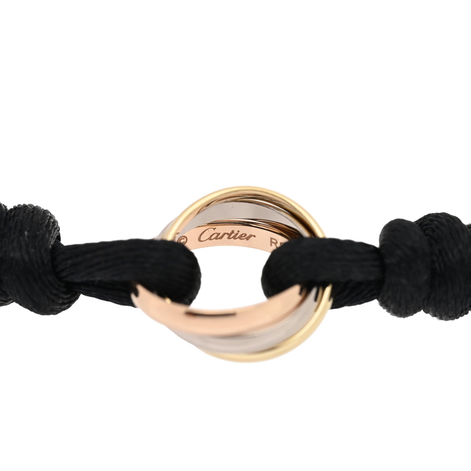 Cartier 18K Pink Yellow White Gold Trinity Adjustable Cord Bracelet Black 3 of 4