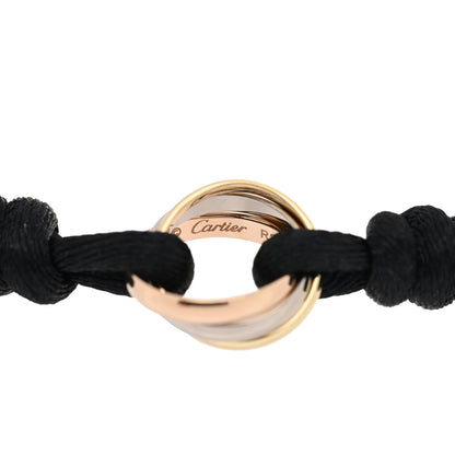 Cartier 18K Pink Yellow White Gold Trinity Adjustable Cord Bracelet Black 3 of 4