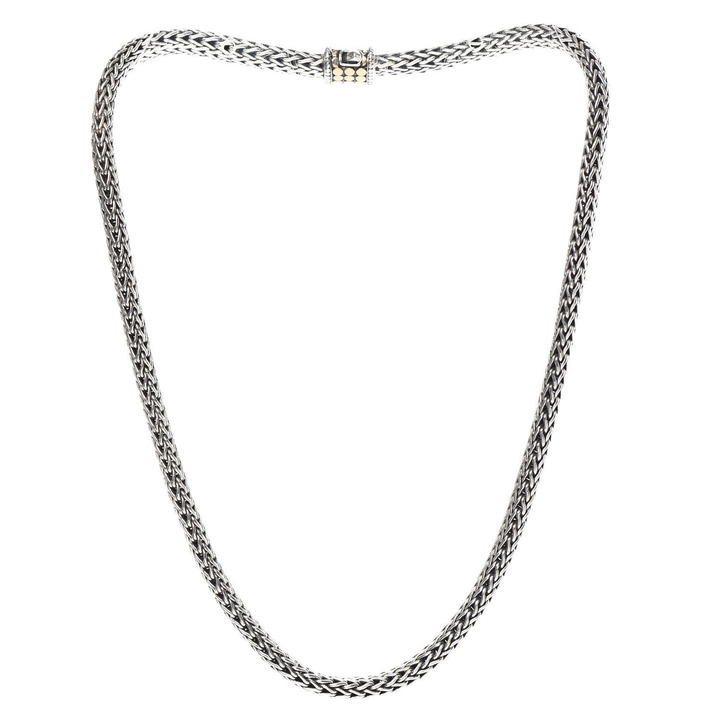 Sterling Silver 18K Yellow Gold 6.5mm Dot Classic Chain Necklace