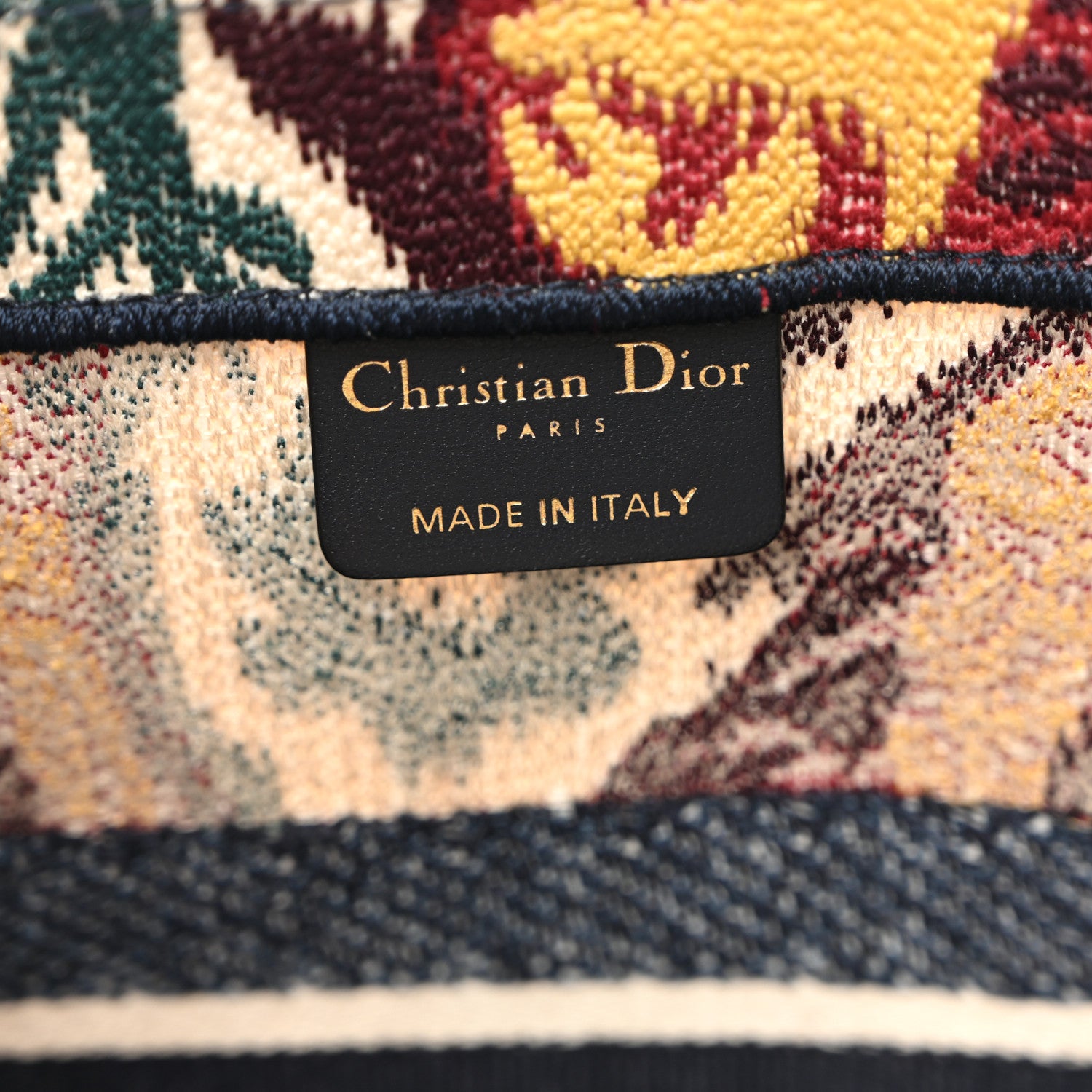Christian Dior Canvas Embroidered Paisley Medium Book Tote Blue Multicolor 6 of 12