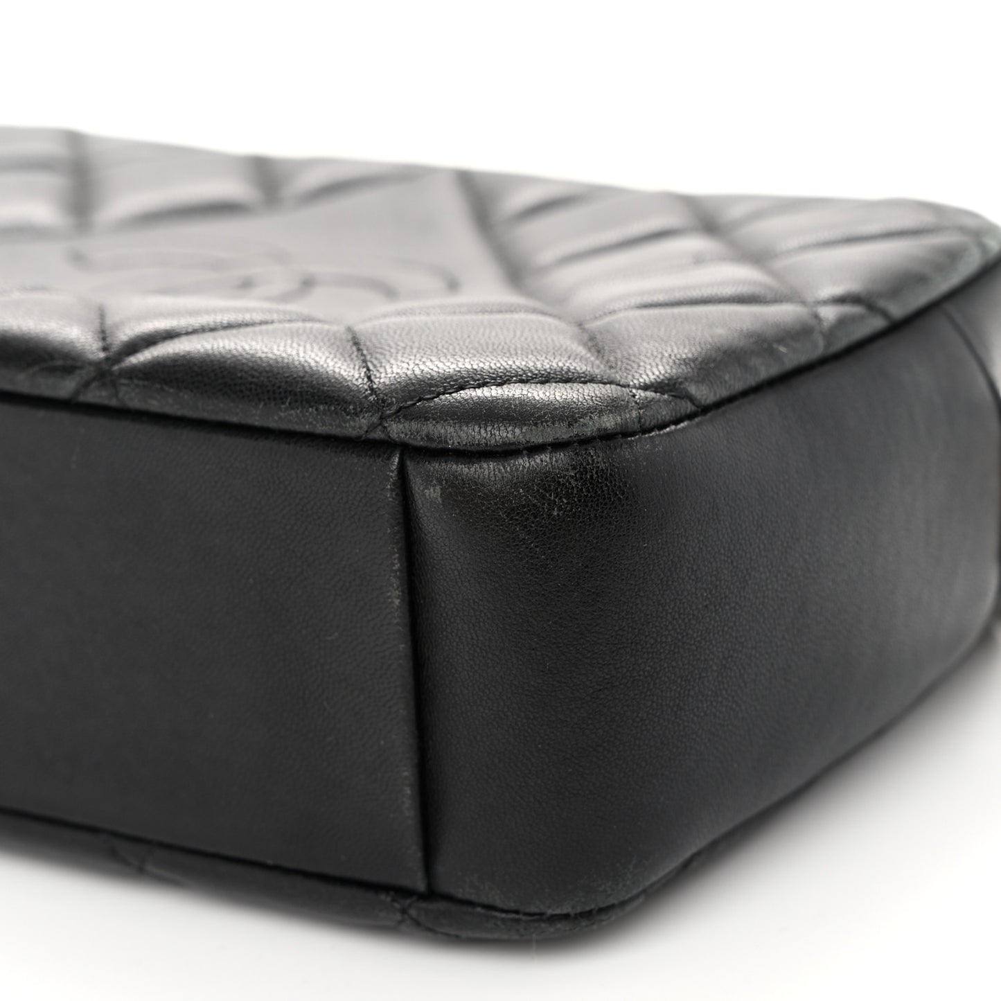 Lambskin Quilted Small Diamond CC Camera Case Black