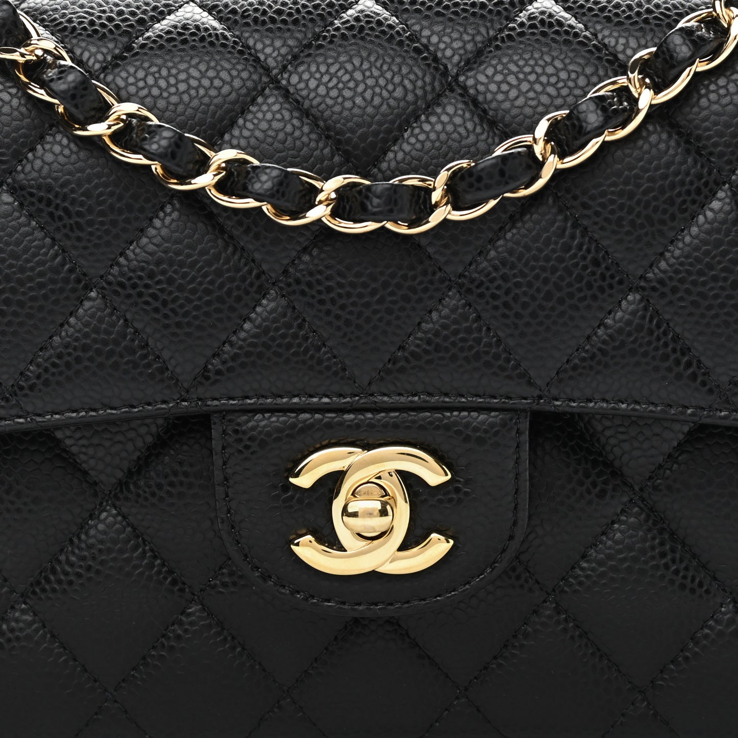 Caviar Quilted Small Double Flap Black
