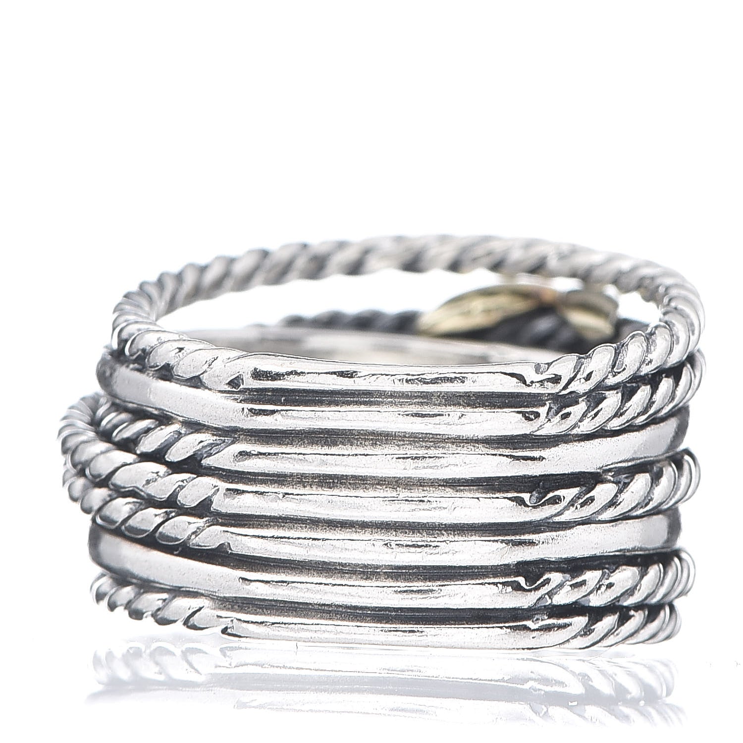 David Yurman Sterling Silver 18K Yellow Gold Double X Crossover Ring 52 6 3 of 4