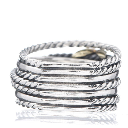 David Yurman Sterling Silver 18K Yellow Gold Double X Crossover Ring 52 6 3 of 4
