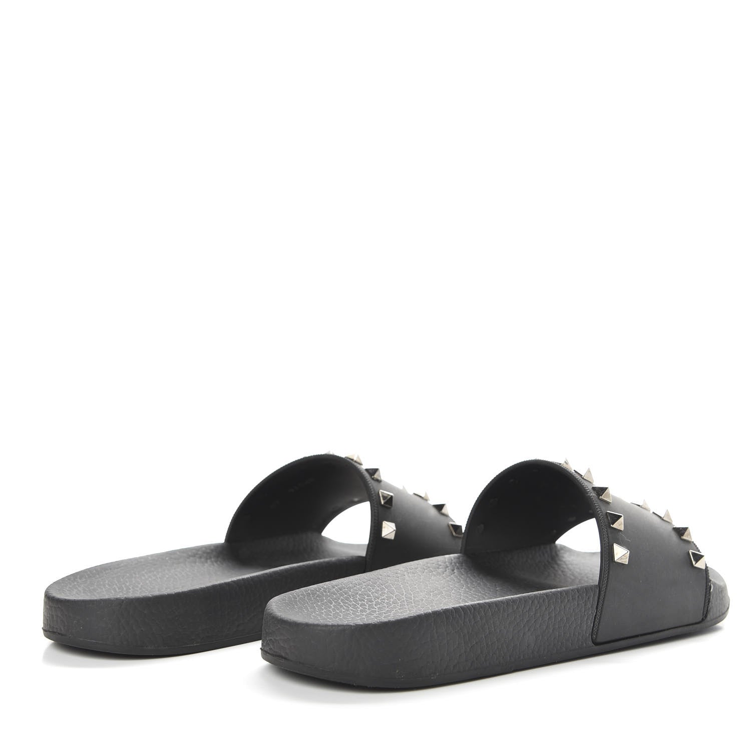 Valentino Garavani Rubber Rockstud Slide Sandals 40 Black 4 of 9