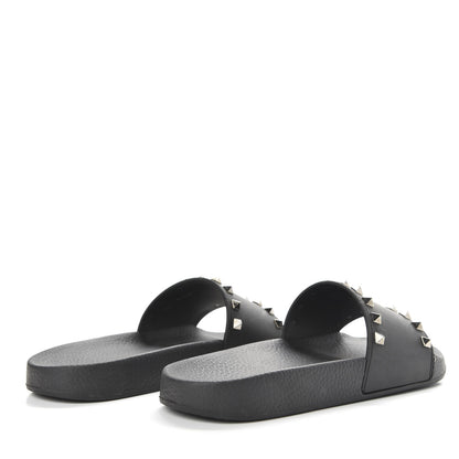 Valentino Garavani Rubber Rockstud Slide Sandals 40 Black 4 of 9