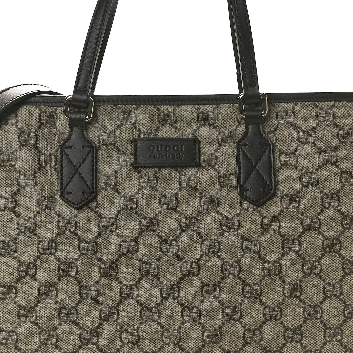 GG Supreme Monogram Medium Zippered Shopping Tote Dark Brown