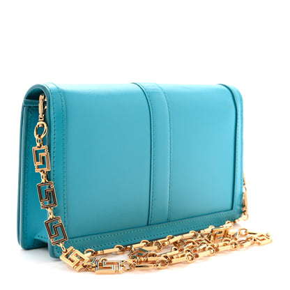 Versace Calfskin Greca Goddess Wallet On Chain Blue 3 of 12