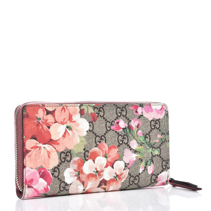 Gucci GG Supreme Monogram Blooms Zip Around Wallet Beige Multicolor Dry Rose 3 of 9