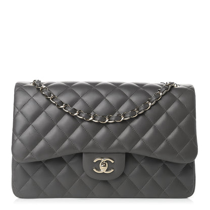 Chanel Lambskin Quilted Jumbo Double Flap Grey 1 of 10