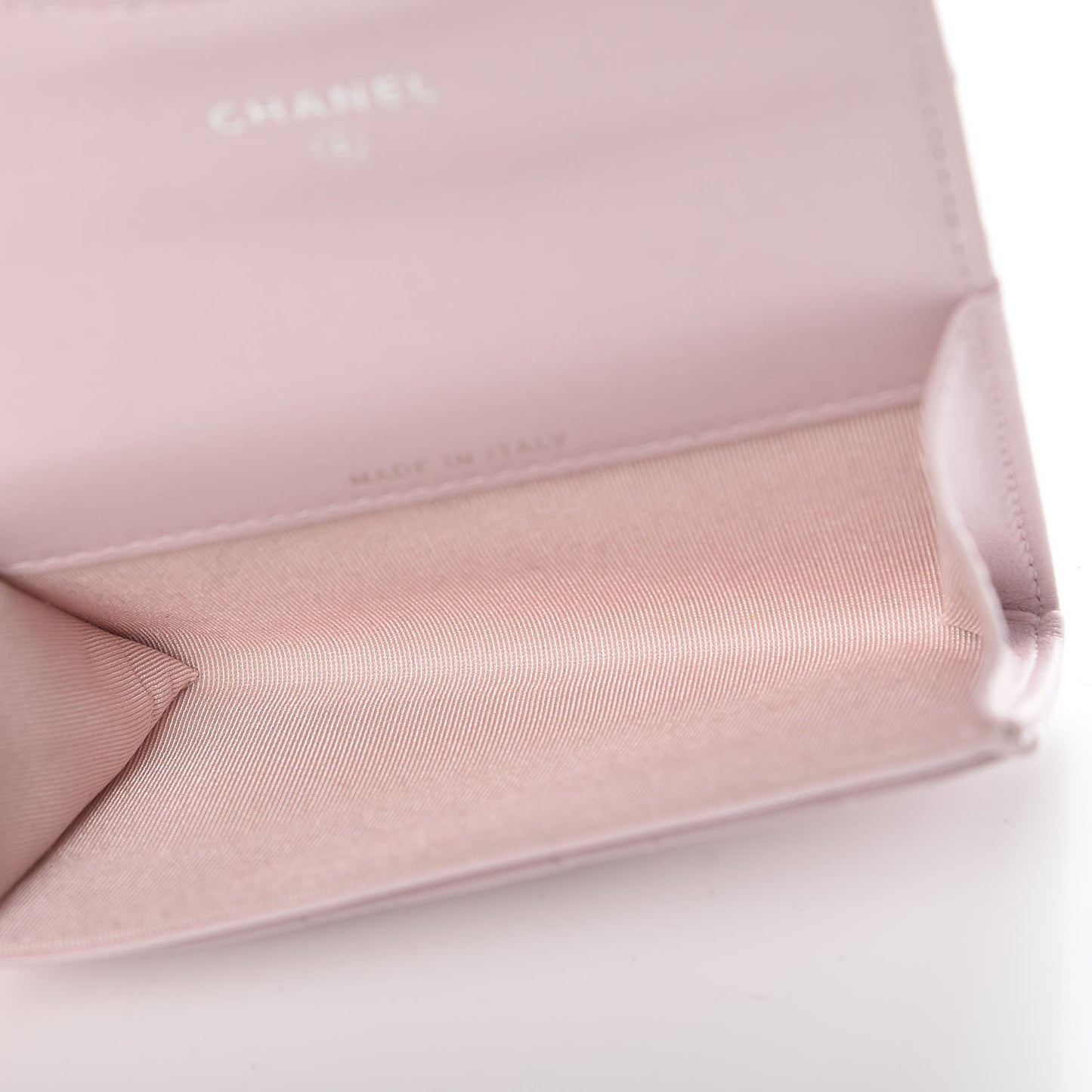Lambskin Quilted Card Holder Light Pink