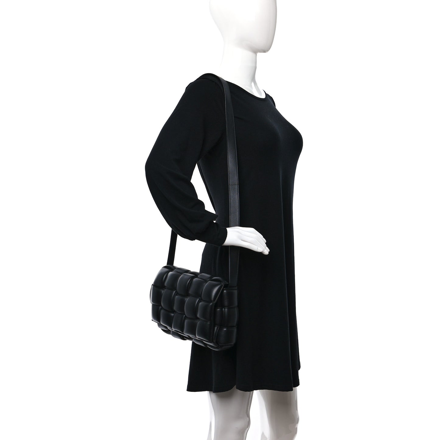 Nappa Maxi Intreccio Padded Cassette Crossbody Bag Black