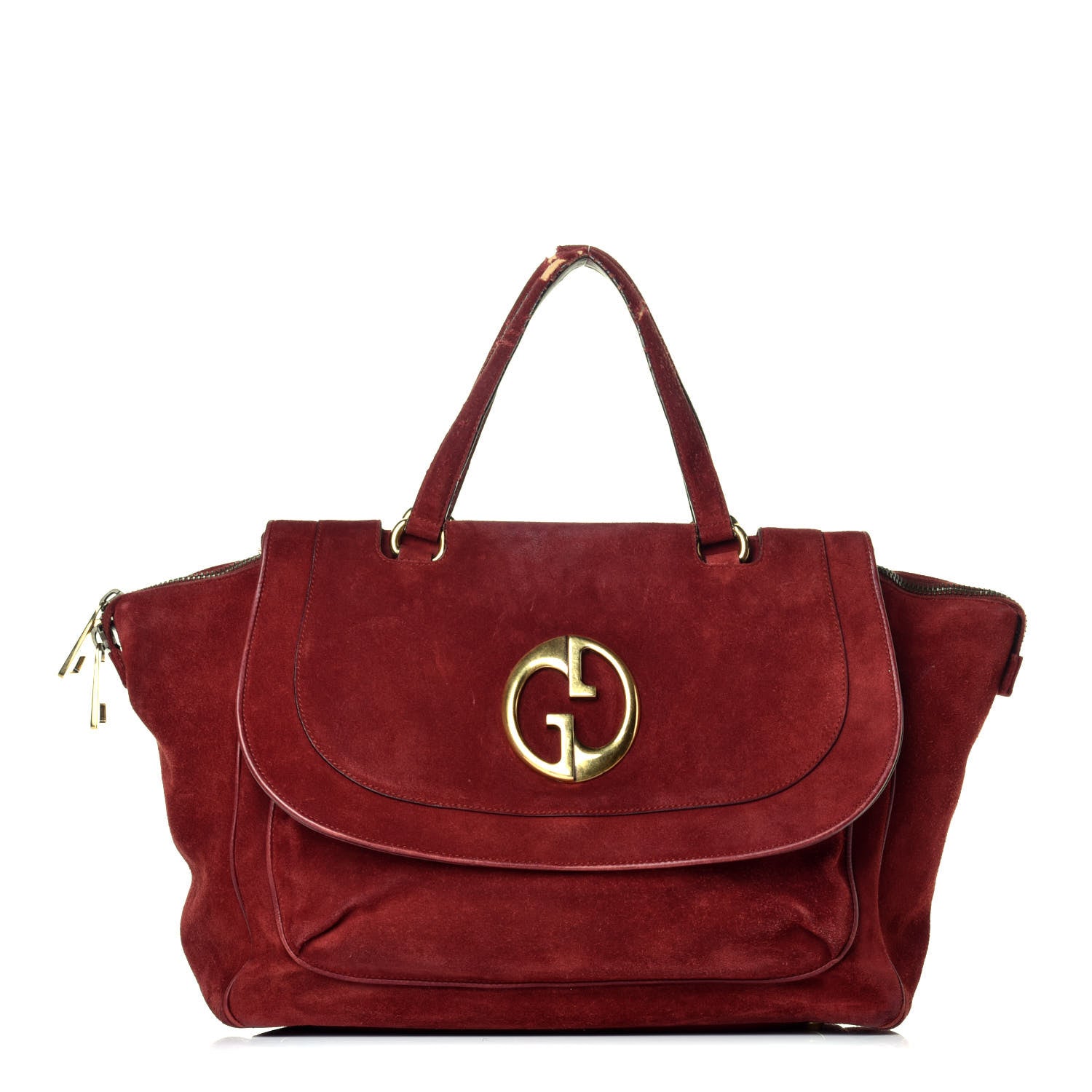 Gucci Suede Medium 1973 Top Handle Satchel Red 1 of 10