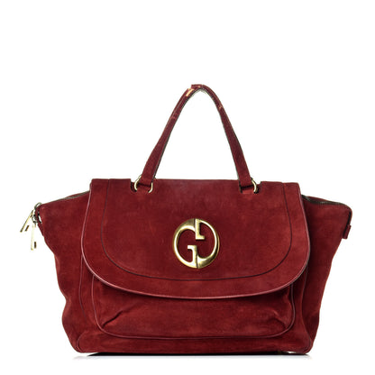 Gucci Suede Medium 1973 Top Handle Satchel Red 1 of 10