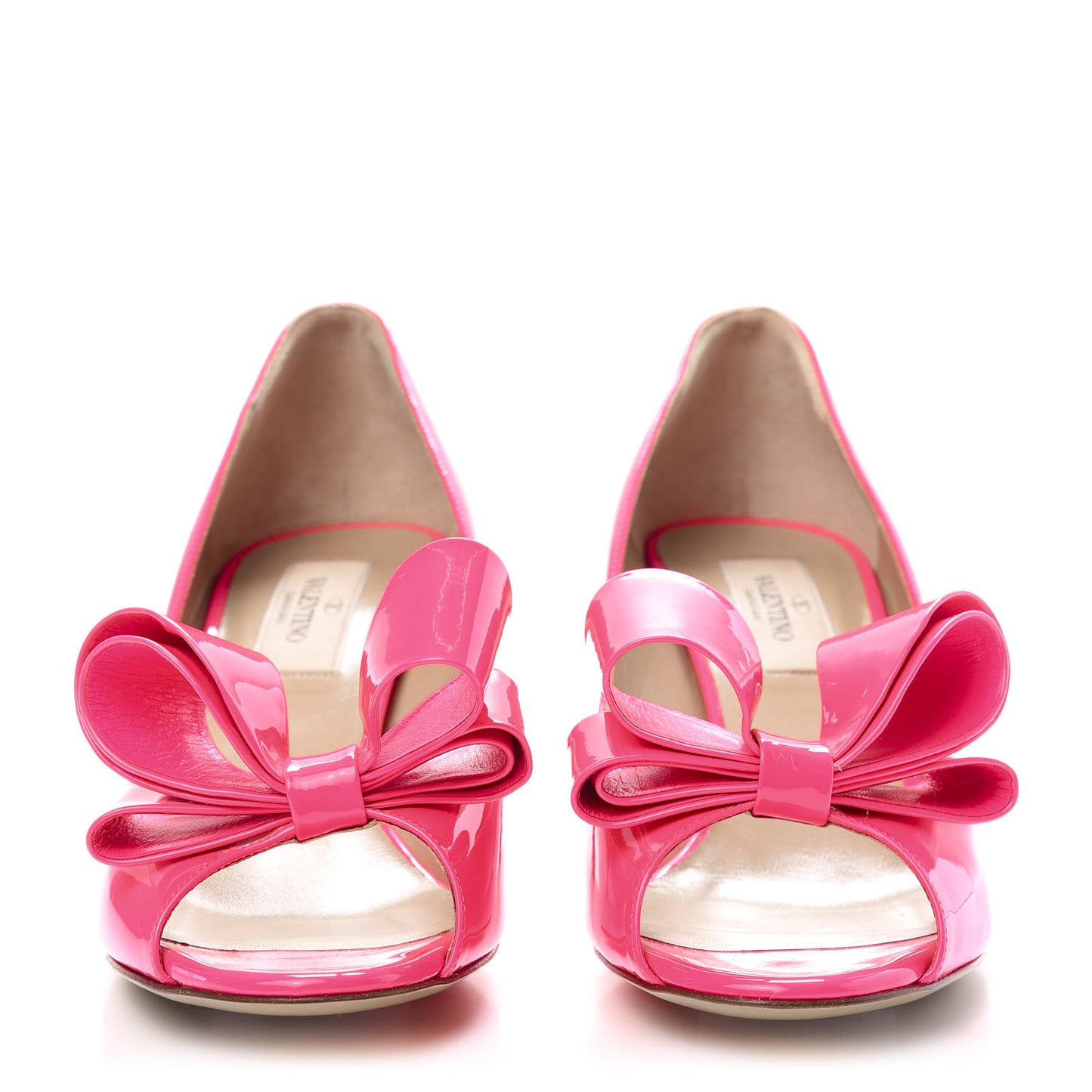 Patent Couture Bow Peep Toe Low Heel Pumps 37.5 Peony
