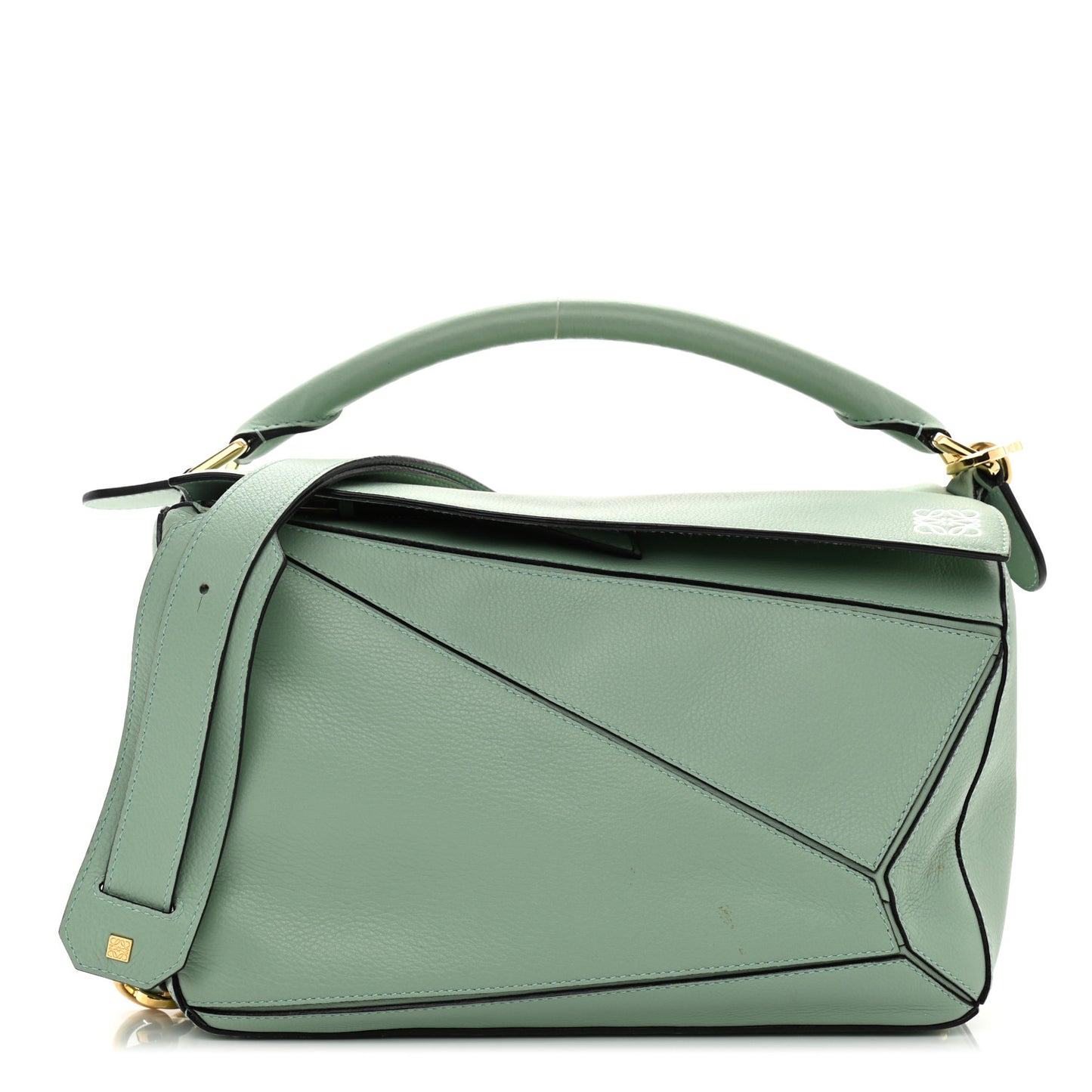 Calfskin Medium Puzzle Bag Sea Water Green