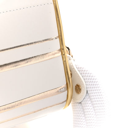 Christian Dior Calfskin Padded Macrocannage Medium Dior Vibe Zip Bowling Bag White Gold 13 of 13
